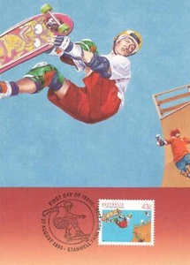 Postal de skateboarding deportivo 1990 - sello FDI - Imagen 1 de 2