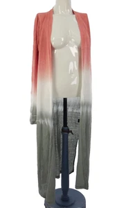 360 Sweater Cardigan Remy Long 100% Linen Ombre White Army Warm Sand Bohemian M - Picture 1 of 10
