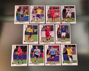 Panini 2014 Brazil World Cup ECUADOR OBSEQUIO BANCO V1-V11 Complete Sticker Set
