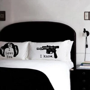 Buns vs Guns Leia and Han Pillow Case Set TC 220 Cotton Pillow Covers wars star - Picture 1 of 3