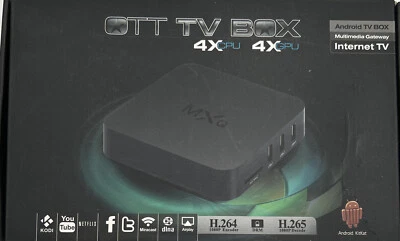 MXQ OTT Android 4.4 TV Box Internet TV 4x CPU 4x GPU H.264 H.265 1080P Full HD - Image 1 of 4