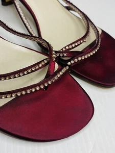 Michaelangelo shoes kitten heel strap toe sandals "Marly" 10M Wine Burgundy - Picture 1 of 9