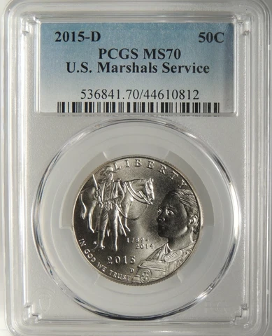 2015-D 50C US MARSHALS SERVICE COMMEMORATIVE HALF DOLLAR PCGS MS70 #44610812 Cover