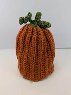 Hand knitted Child's Pumpkin Hat Orange Fall Halloween Winter  - Image 1 of 3