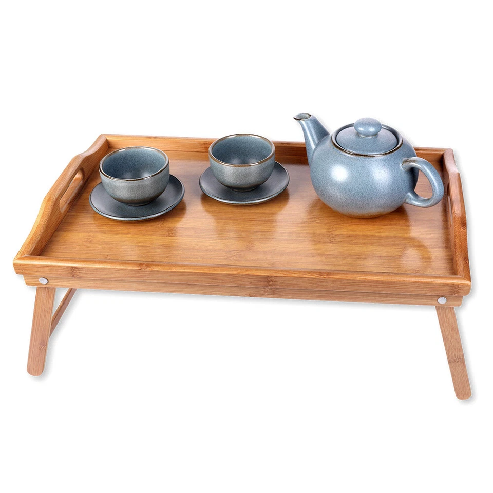 Rocco Schramm e.K. Frühstückstablett Bambus Tablett Bambustablett klappbar Se...