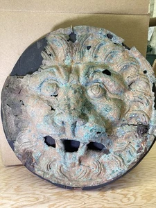 Ancient Roman Roundel Sheet Bronze Lion Mask Diameter 9 1/2 in - Picture 1 of 5