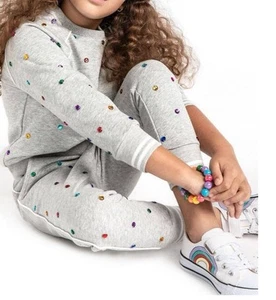 Lola And The Boys Matching Sweat Set Lined Sequins Gray Girl’s Sz 10 - Picture 1 of 3