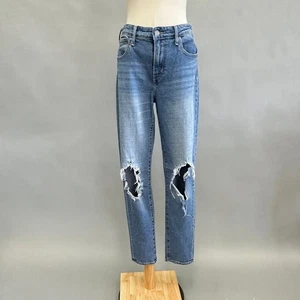 Pantalones de mezclilla rasgados ajustados de tiro alto Levi's 721 lavado medio talla 29 - Imagen 1 de 11