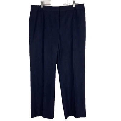 Le Suit Dress Pants Women's Petites 16P Straight Leg High Rise Blue Pinstriped - Image 1 of 4