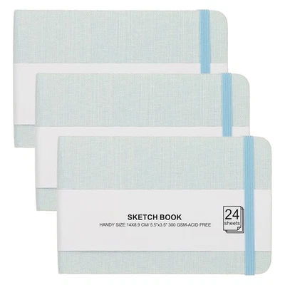 5.5x3.5" Watercolor Sketchbook, 3Pcs 300GSM/203lb, Light Green - Image 1 of 4