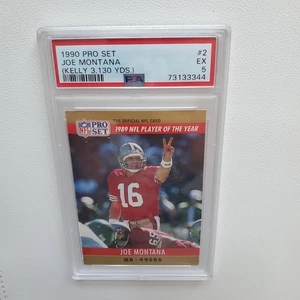 🏈 1990 Pro Set #2 Joe Montana – 1989 NFL Player of the Year – PSA 5 (EX) 🏈 - Picture 1 of 4