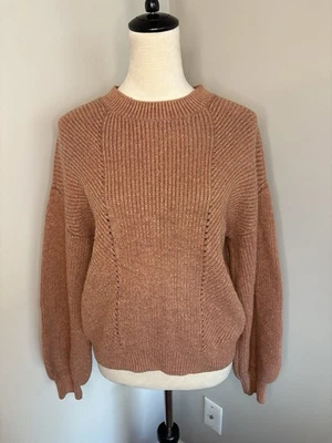 Suéter Greylin Anthropologie Naranja Quemado Colleen Cosido Manga Globo Pequeño Foto 1 de 4