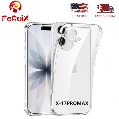 FARUIX Clear Case for iPhone 17 16 15 14 13 12 11 PRO MAX XR X Tempered Glass Protector