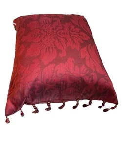 Pier 1 Garnet & Red 20” X 14” Beaded Feather Down Pillow 18 Bead Strands EUC - Picture 1 of 17