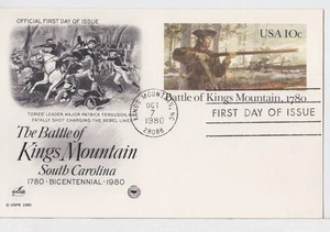 TurtlesTradingPost- Battle of Kings Mountain 1980 #UX85 Artcraft Variety FDC - Picture 1 of 1