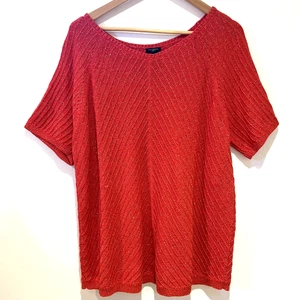 Talbots Damen Kurzarm Bluse Gr. 3XL Orange Rot Gold Pullover Urlaub Freizeit - Bild 1 von 15