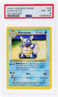 1999 Pokemon Base Set Wartortle 1st Edition #42 PSA 8 - Image 1 of 2