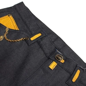 Hettabretz NWT Jeans Size 48 32 US Solid Blue Cotton Blend W/ Alligator Details - Picture 1 of 16