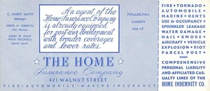Ink Blotter The Home Insurance Company Noce St Phila PA - Foto 1 di 2