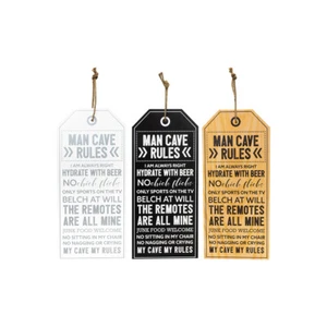 3x Unigift Man Cave Rules 22x55cm Plaque Assorted Home/Lounge Decor Wall Art - Picture 1 of 3