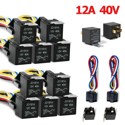 Relé automotriz SPDT de 12 V 40/30 amperios de 5 pines con arnés de cables juego de enchufes marino Foto 1 de 4
