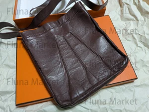 HERMES Vintage Tudu Leather Shoulder Bag Sacoche Brown Original Box FedEx/DHL - Picture 1 of 22