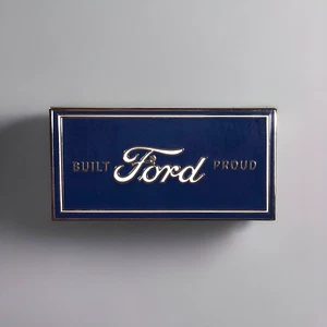Ford Pin ”Built Ford Proud” Hat or Lapel Enamel Metal Blue Silver White Double - Picture 1 of 7