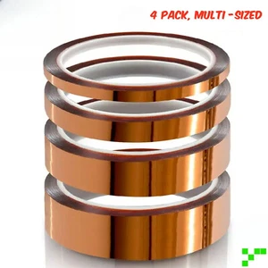 4x Polyimide High Temperature Tape Heat Resistant Kapton 1/8’’, 1/4", 1/2", 1" - Picture 1 of 15
