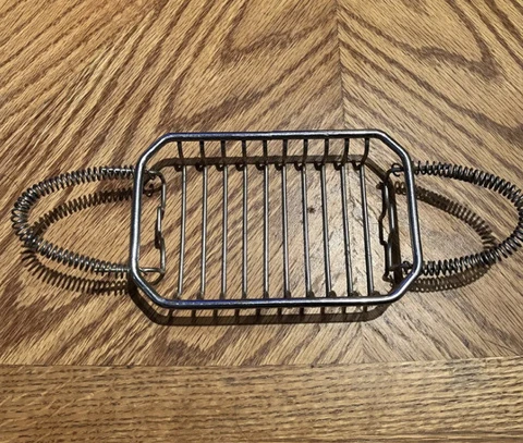 Vintage METAL SOAP HOLDER Bathroom dish Hardware wire shower nickel ART DECO Cover