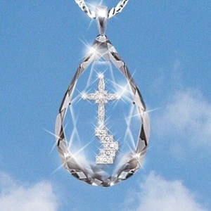 Women Cross Necklaces Pendant Charm Cubic Zirconia 925 Silver Engagement Jewelry