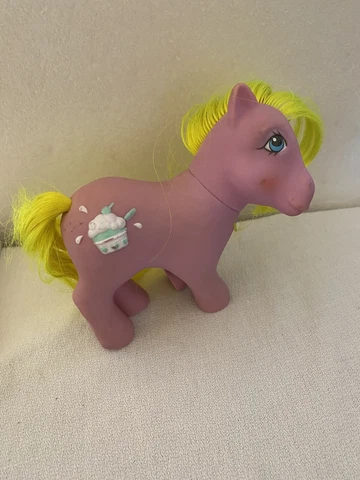 Vintage Pink My Little Pony 1987 G1 CRUNCH BERRY Sundae Best Ponies-Yellow Hair Cover