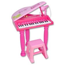 Pianoforte a Coda 37 Tasti Bambina Rosa 8 Suoni con Microfono Sgabello