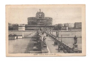 ROMA CASTEL S. ANGELO E PONTE ELIO ANNO 1924 CARTOLINA VIAGGIATA ANIMATA FP - Picture 1 of 2