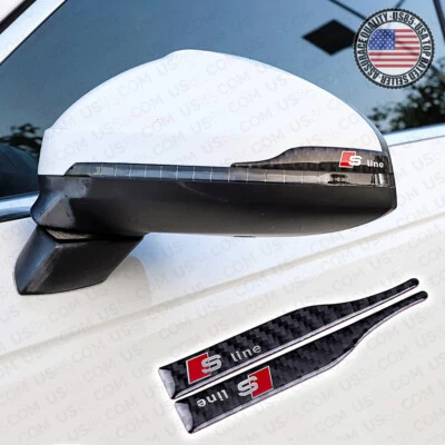 Carbon Fiber S Line Car Mirror Cover Scratch Scratchproof Badge for Audi Sport - Image 1 of 4