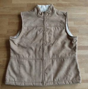 Caribbean Joe Vest Tan Faux Suede Fleece Lined Womens Size XL - Picture 1 of 7