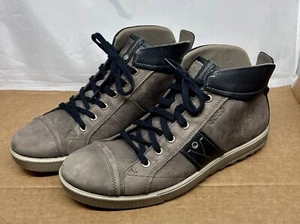Ecco Men’s US 10.5 Leather Hi-Top Sneakers | Sandstone | Lace-Up $170 Retail - Picture 1 of 6