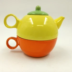 Juego de tetera y taza apilable de porcelana multicolor Old Amsterdam en uno 4,5" x 4" - Imagen 1 de 8