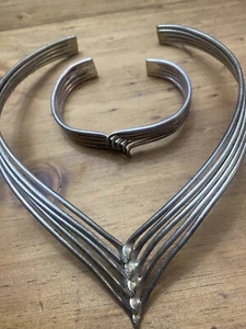 MEXIKO SILBER HALSBAND HALSKETTE ARMBAND SET - Bild 1 von 7