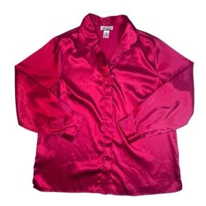 Blusa vintage de Anthony Richard’s para mujer 14 satinadas abotonadas preppy top navideño - Imagen 1 de 10