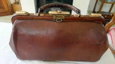 sac valise medecin ancien Early 1900 S Antique Brown Gladstone Sac Médecin - Photo 1/4