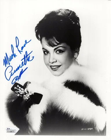 ANNETTE FUNICELLO HAND SIGNED 8x10 PHOTO       GORGEOUS POSE IN FUR         JSA Cover
