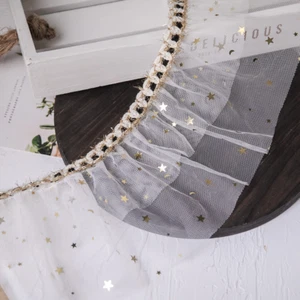 Lace Star Fabric Trim Ribbon Ruffle Pleated Mesh for Clothes DIY Sewing Decor - Picture 1 of 7