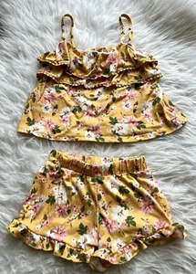 Btween Toddler Summer Girl Yellow Floral Printed Top & Shorts 2 Pcs Set Sz 4T - Picture 1 of 5