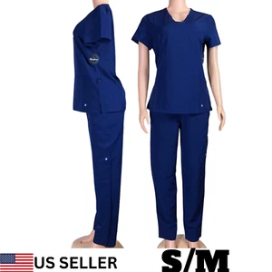Scrubs Women Set Uniform Short Sleeve Top+Pants Workwear Scrub Set With Pockets - Picture 1 of 13