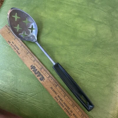 Vintage Atomic Kitchen Starburst  MCM Vaughan  USA Made Spotted Black Spoon - Image 1 of 4