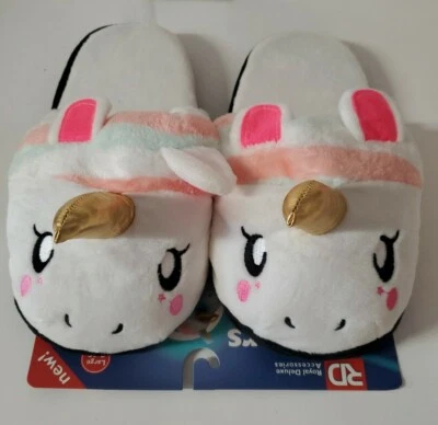 Unicorn Slippers Womens Large 9-10 By Royal Deluxe 100% Polyester New! - Image 1 of 3