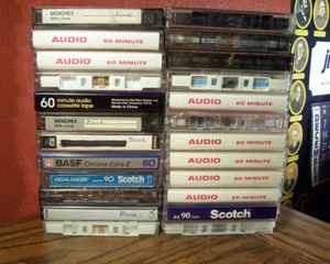 (24) Blank Cassette Tapes- New/Unused & Used/Erased-Various Brands -60 & 90 Min - Picture 1 of 7