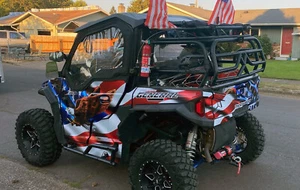 Polaris General 1000 XP graphics custom wrap kit 24 mil American Bald Eagle Flag - Picture 1 of 3