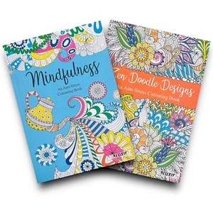 2x Adult Colouring Books Zen & Mindfulness Anti Stress Colour Therapy Mind Relax - Imagen 1 de 19