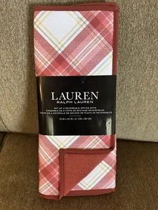2 Ralph Lauren Kitchen Drying Mats Brick Red White Plaid 16x22 Microfiber New! - Picture 1 of 6